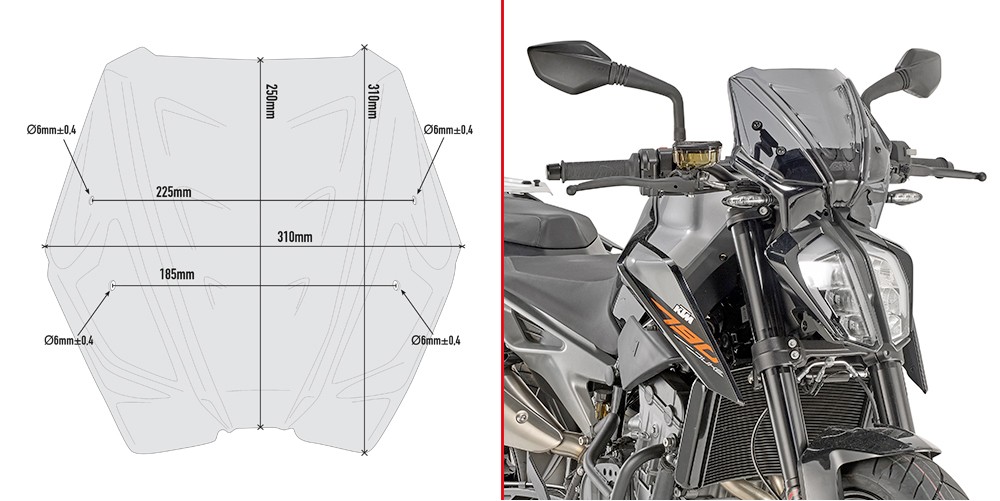 KA7708 kouřové plexi KTM DUKE 790  (18-20)