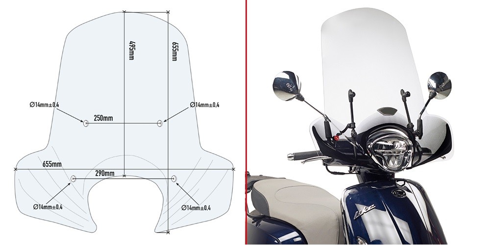 A6109AK kit plexi KYMCO Like 50 / 125 / 150   (17-22)