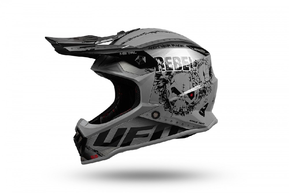HE160 METAL -  off-road dětská šedá moto přilba UFO - L  (51-52cm)