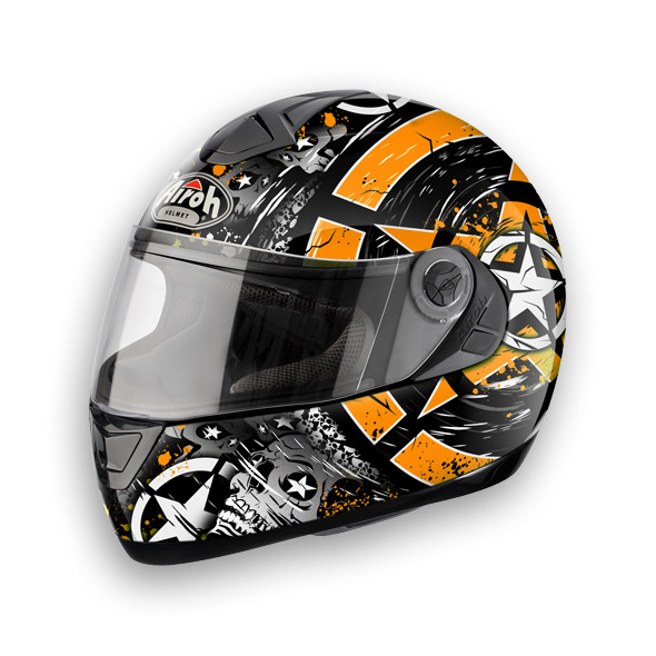 ASTER-X SKULL ASSK32 - integrální oranžová moto helma Airoh XXL