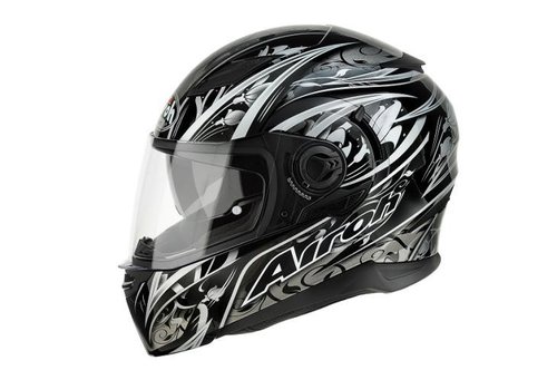 MOVEMENT FLOWERS MVF17 - integrální černá moto helma Airoh