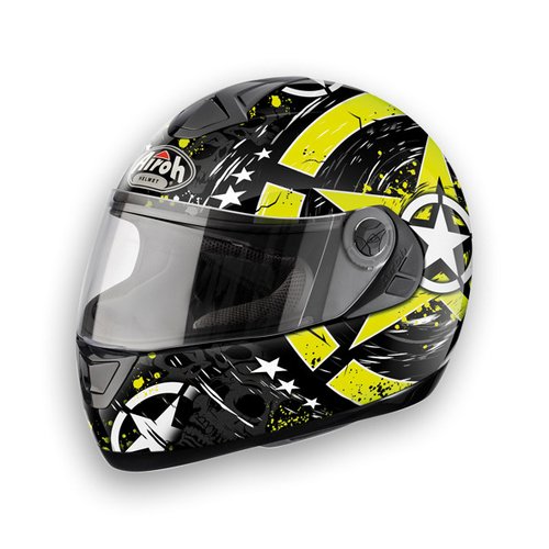 ASTER-X SKULL ASSK17 - integrální žlutá moto helma Airoh