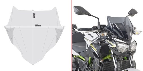 4128SK kouov plexi KAWASAKI Z 650 / YAMAHA MT-03 321 (20-24)