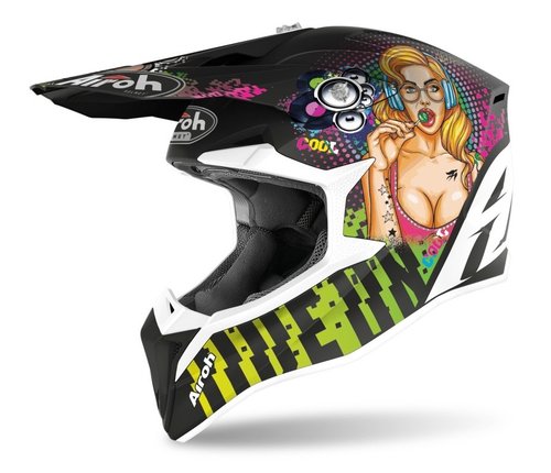 WRAAP YOUTH PIN UP WRPU17Y - off-road dětská černá moto helma AIROH